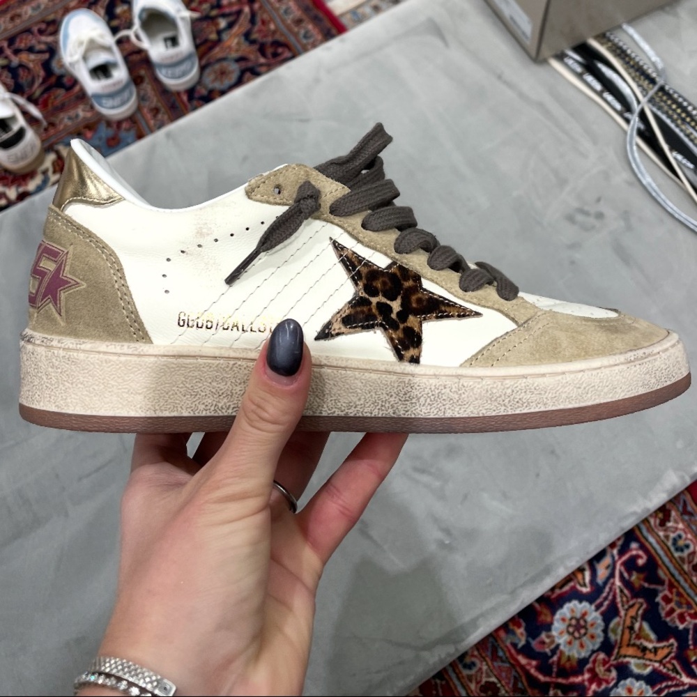 ISO Golden Goose Womens Ball Star nappa suede pony skin star metallic heel GGDB